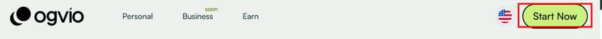 How to withdraw money from PayPal: the [Start Now] button on Ogvio's main navigation bar.