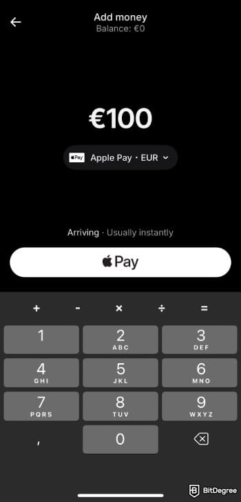 How to withdraw money from prepaid card online: Revolut [Pay] page for add money.