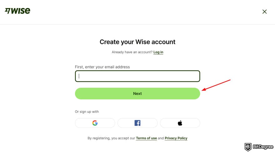 How to withdraw money from prepaid card online: Wise sign up page. How to withdraw money from prepaid card online: Wise sign up page.