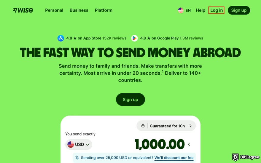How to withdraw from savings account: login to your Wise account.