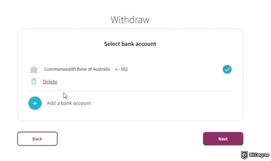 How to withdraw money from Skrill: the bank account selection page on Skrill.