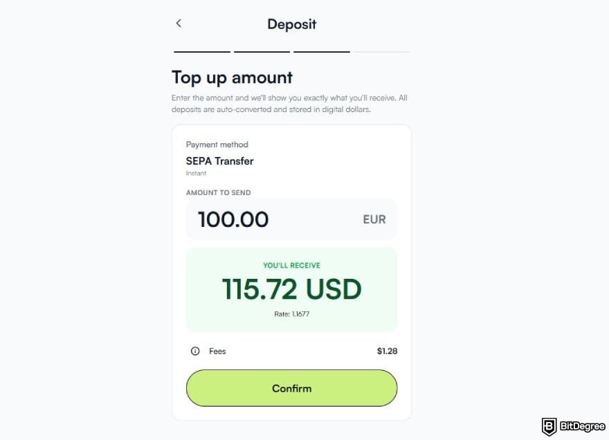 How to withdraw money from Skrill: the amount page when depositing money to Ogvio.