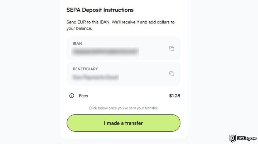 How to withdraw money from Skrill: the confirmation page when depositing money to Ogvio.