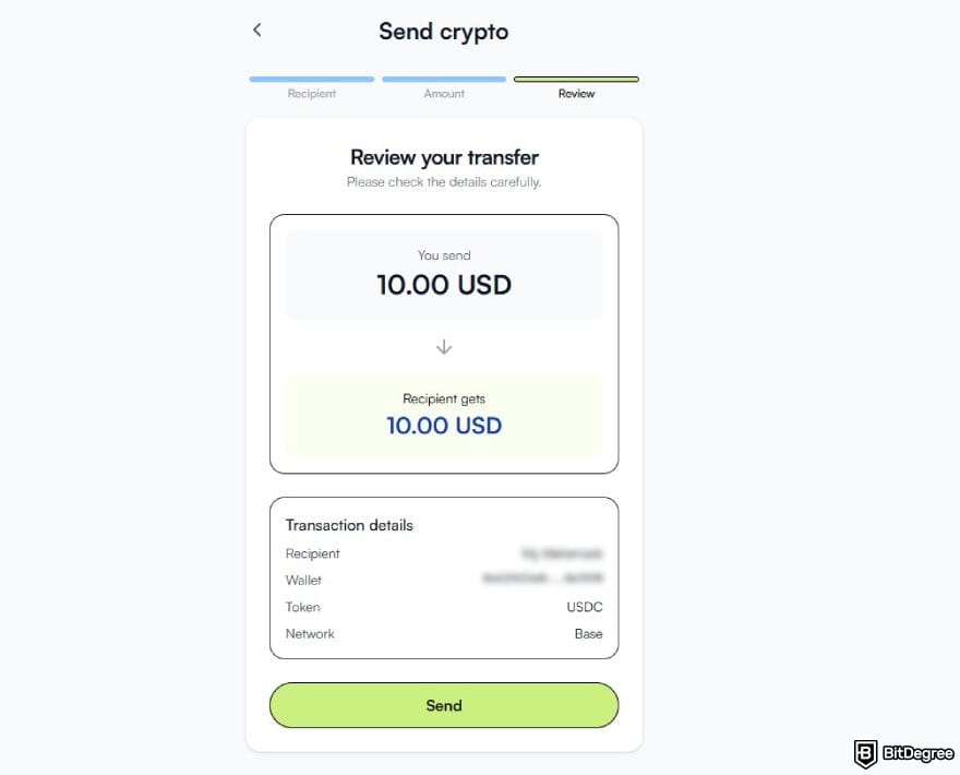 How to withdraw money from Skrill: the crypto transfer review page on Ogvio.