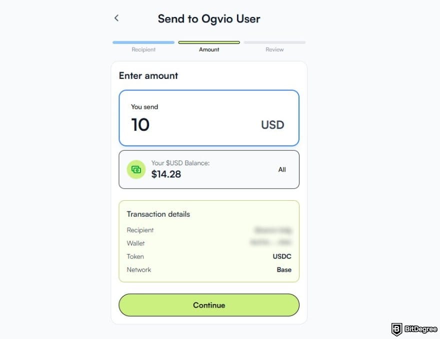 How to withdraw money from Skrill: the transfer amount page on Ogvio.