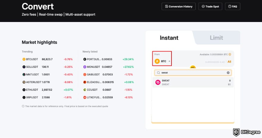 How to withdraw money from Sweatcoin: choose SWEAT as the token you want to convert from on Bybit. How to withdraw money from Sweatcoin: choose SWEAT as the token you want to convert from on Bybit.