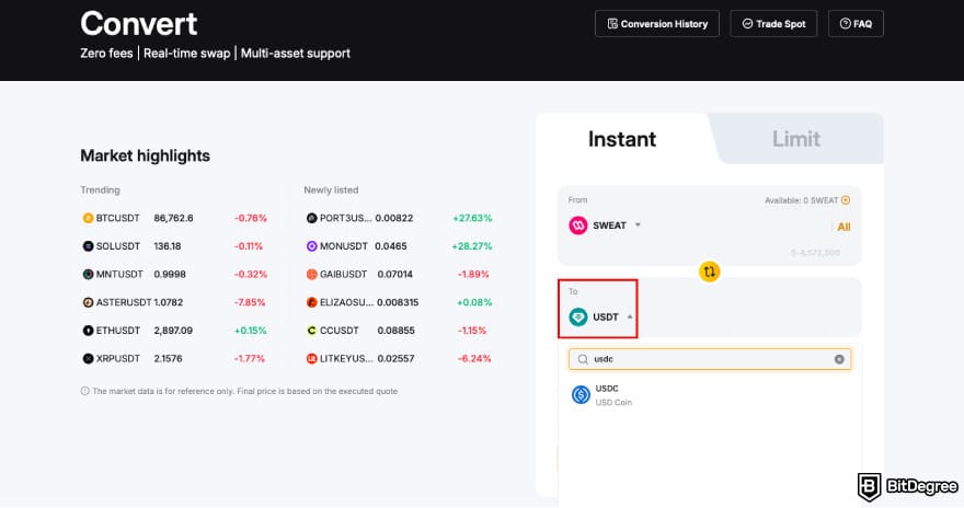 How to withdraw money from Sweatcoin: select USDC as the token you want to convert to on Bybit. How to withdraw money from Sweatcoin: select USDC as the token you want to convert to on Bybit.