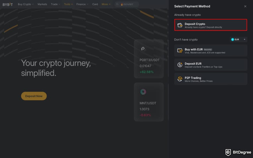 How to withdraw money from Sweatcoin: click [Deposit Crypto].