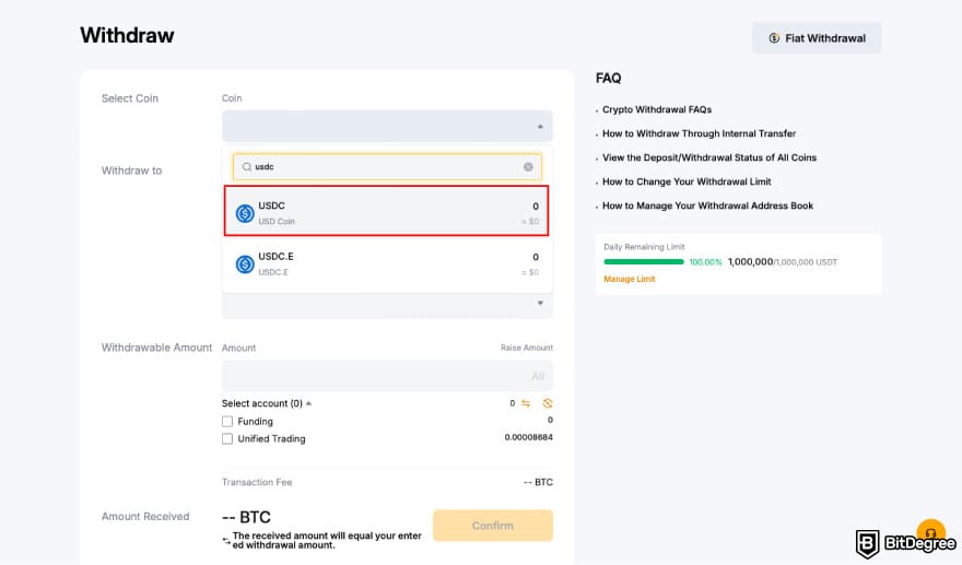 How to withdraw money from Sweatcoin: Select USDC as the token you want to withdraw from Bybit. How to withdraw money from Sweatcoin: Select USDC as the token you want to withdraw from Bybit.