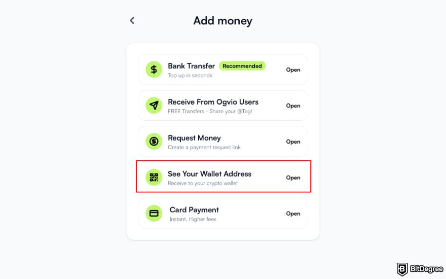 How to withdraw money from Sweatcoin: click [See Your Wallet Address on Ogvio].