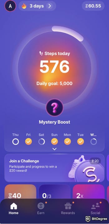 How to withdraw money from Sweatcoin: a screenshot of Sweatcoin app dashboard. How to withdraw money from Sweatcoin: a screenshot of Sweatcoin app dashboard.