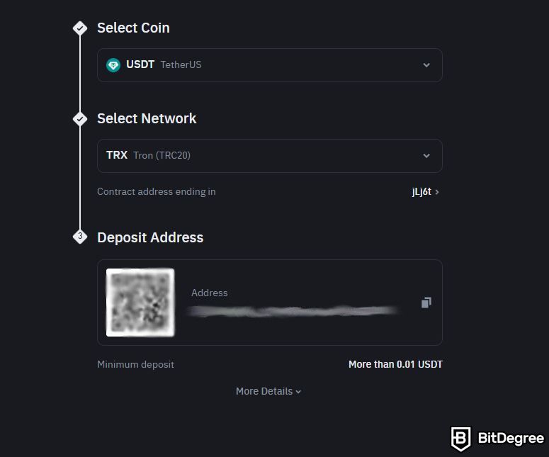 How to withdraw money from Trust Wallet: copy your deposit address.