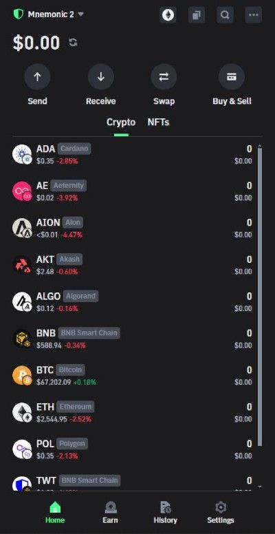 How to withdraw money from Trust Wallet: choose the coin to send.