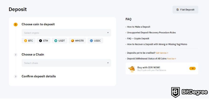 How to withdraw money from Trust Wallet: select the crypto you want to receive in Bybit.