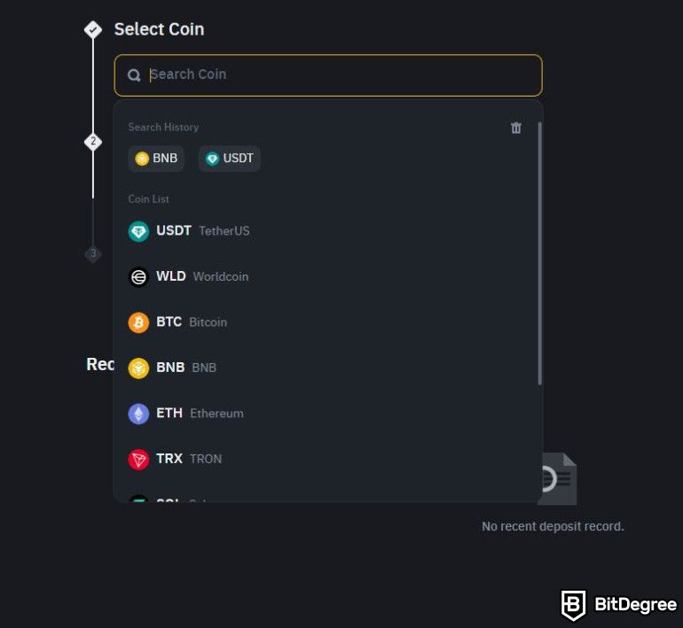 How to withdraw money from Trust Wallet: select the coin you wish to receive.