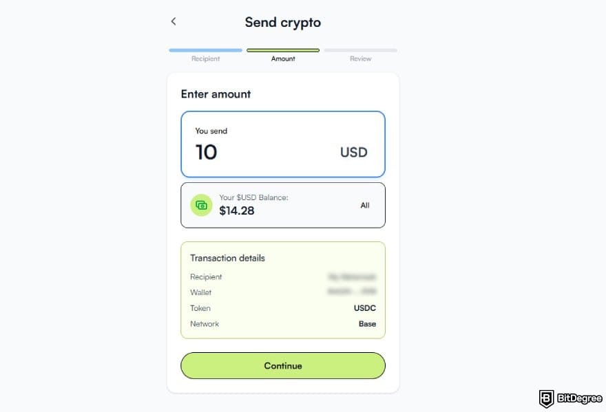 How to withdraw money from Webull: the crypto transfer amount page on Ogvio.