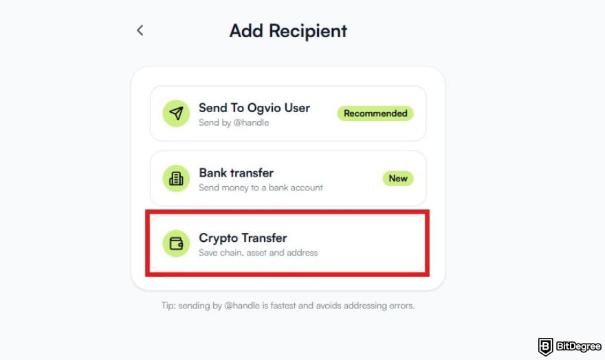 How to withdraw money from Webull: a list of transfer methods on Ogvio with crypto transfer option highlighted.