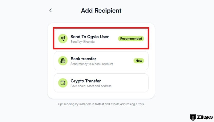 How to withdraw money from Webull: a list of transfer methods on Ogvio with Ogvio user option highlighted.