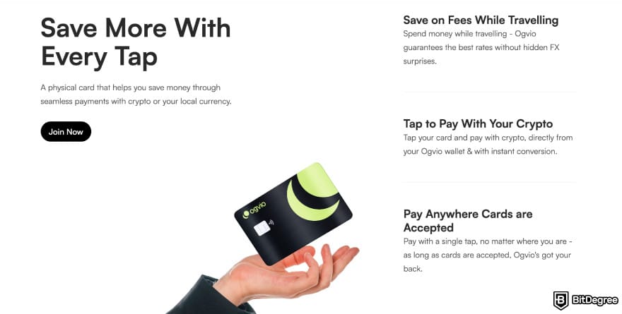 How to withdraw money from Western Union: Ogvio card page.
