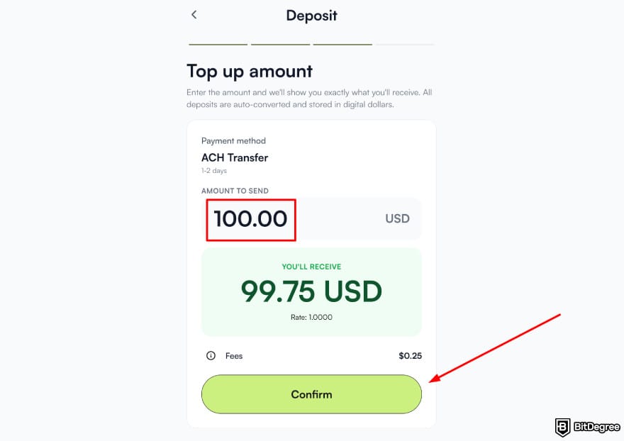 How to withdraw money from Western Union: Ogvio top up process showing the amount page.
