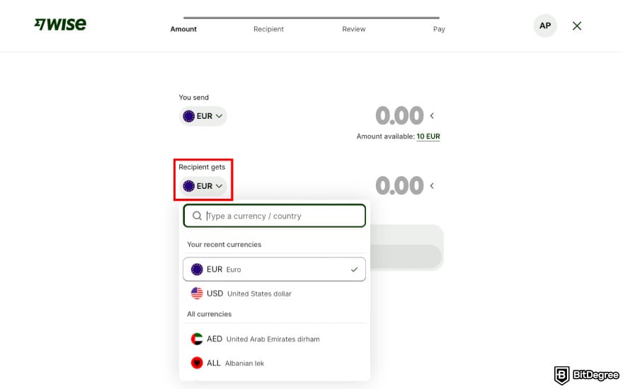 How to withdraw money from Wise to bank account: select the currency you want to send. How to withdraw money from Wise to bank account: select the currency you want to send.