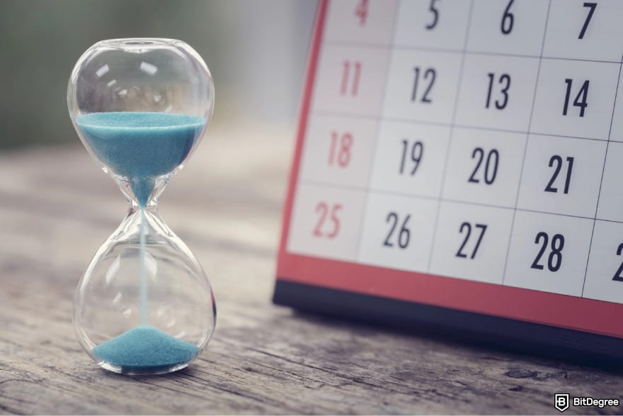 How to withdraw money from Wise to bank account: an hourglass next to a calendar. How to withdraw money from Wise to bank account: an hourglass next to a calendar.