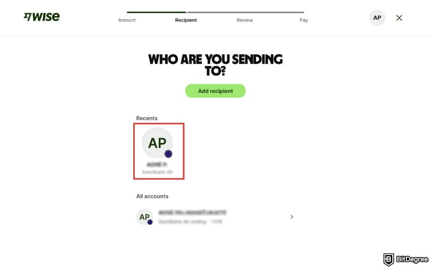 How to withdraw money from Wise to bank account: choose a recipient. How to withdraw money from Wise to bank account: choose a recipient.