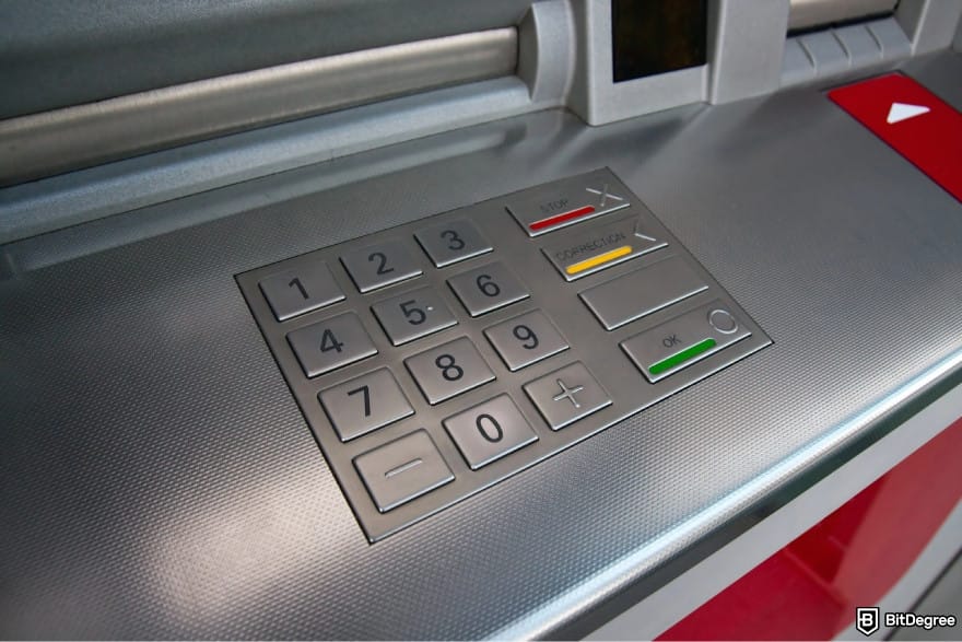 How to withdraw money from Wisely card: an ATM's keypad. How to withdraw money from Wisely card: an ATM's keypad.