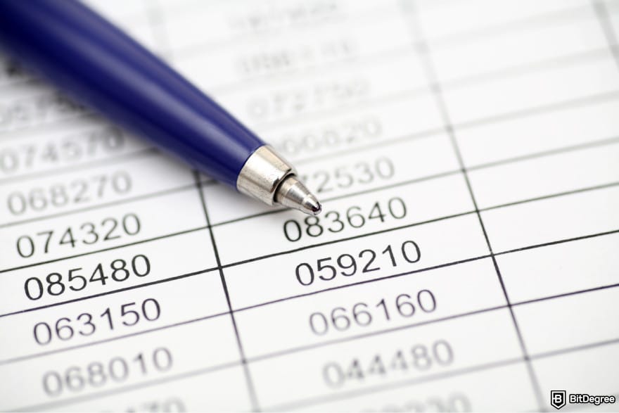 How to withdraw money from Wisely card: a pen on paper with rows of numbers. How to withdraw money from Wisely card: a pen on paper with rows of numbers.