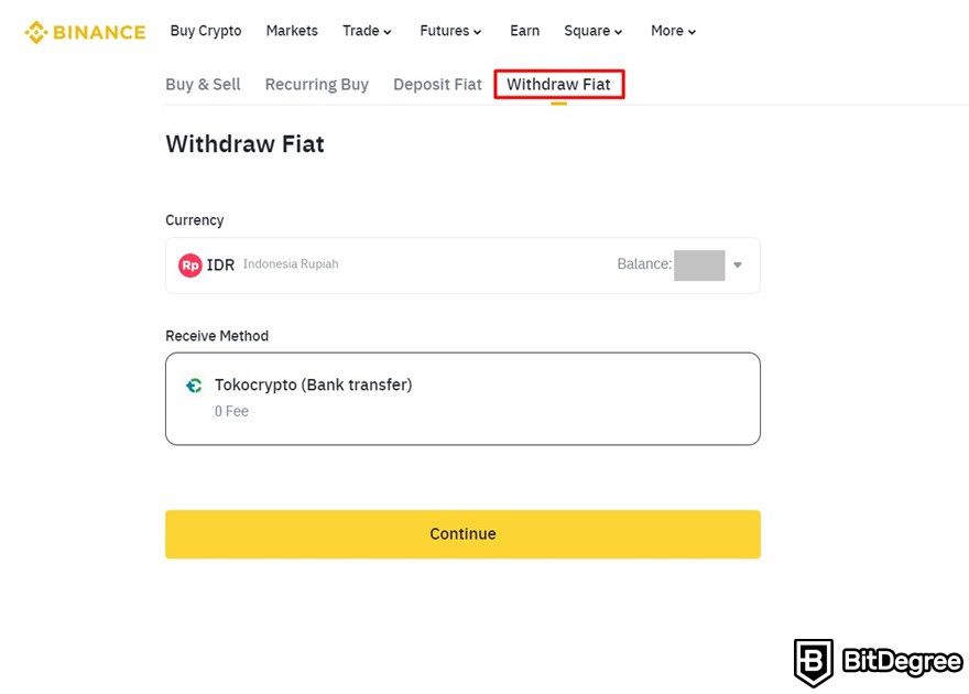 How to withdraw USDT to bank account: withdrawing fiat on Binance.