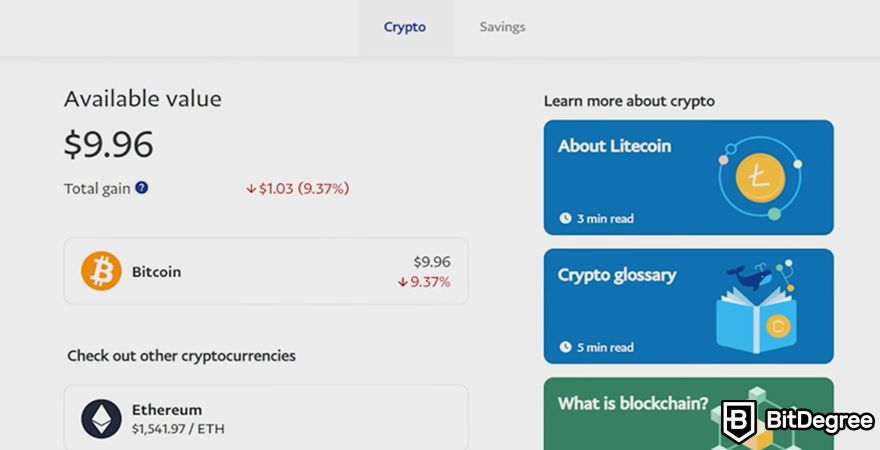 How to withdraw USDT to bank account: PayPal dashboard with a crypto wallet.