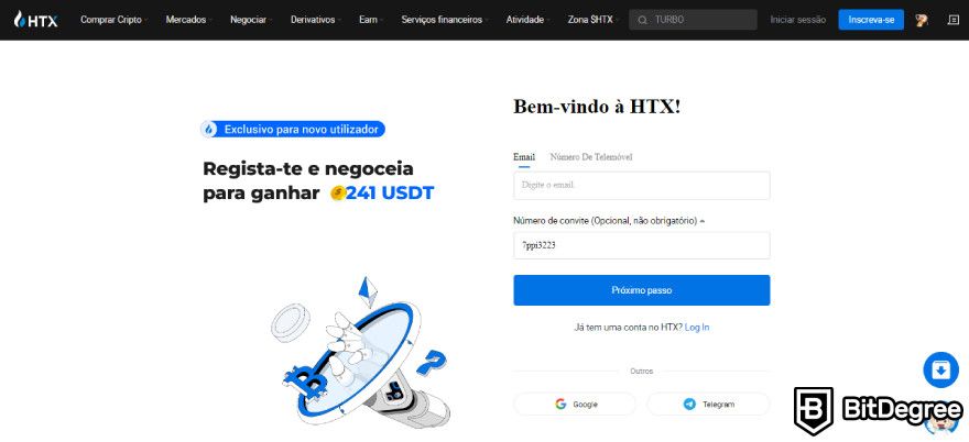 HTX é Confiável? Página de Registro