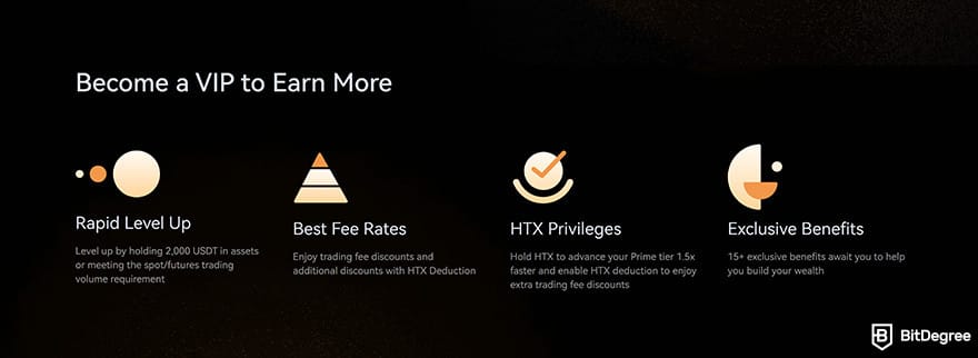 Huobi exchange review: VIP benefits.