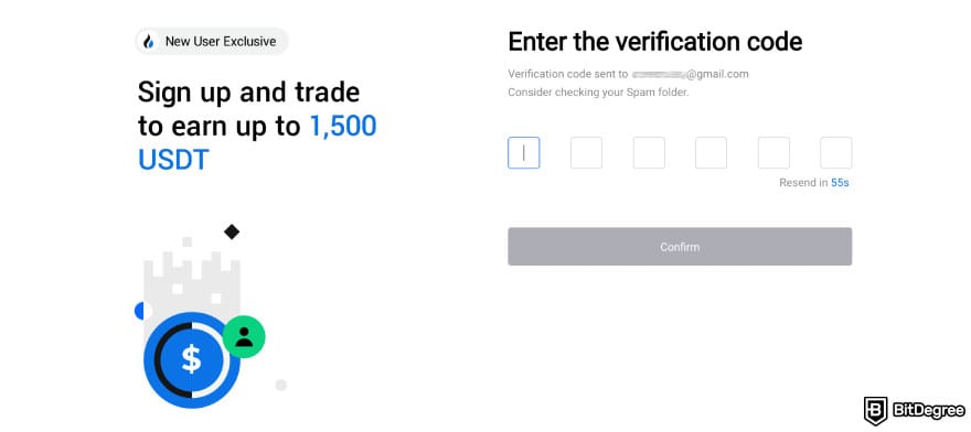 Huobi exchange review: enter your one-time verification code.
