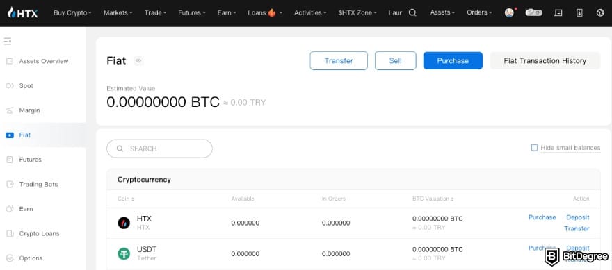 Huobi exchange review: a fiat wallet on HTX.