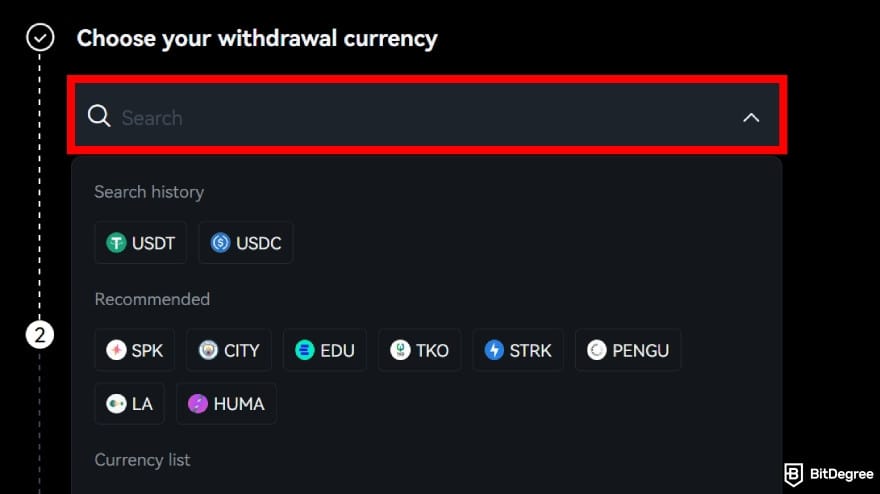 BTCC review: choose the crypto you want to withdraw. BTCC review: choose the crypto you want to withdraw.