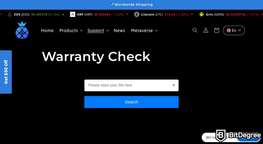 iPollo review: a preview of the Warranty Check page.