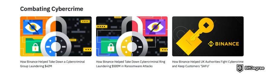 Is Binance safe: a screenshot of Binance anti-cybercrime efforts.