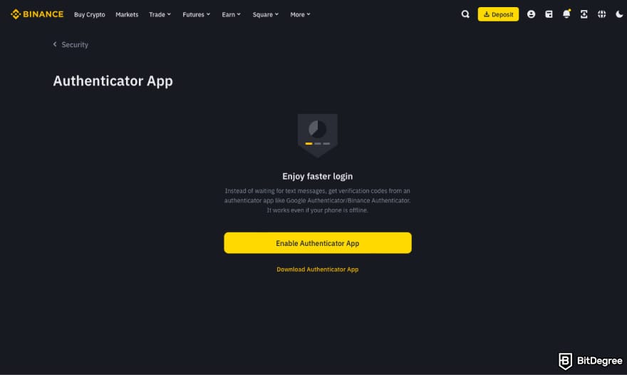 Is Binance safe: click Enable Authenticator App.