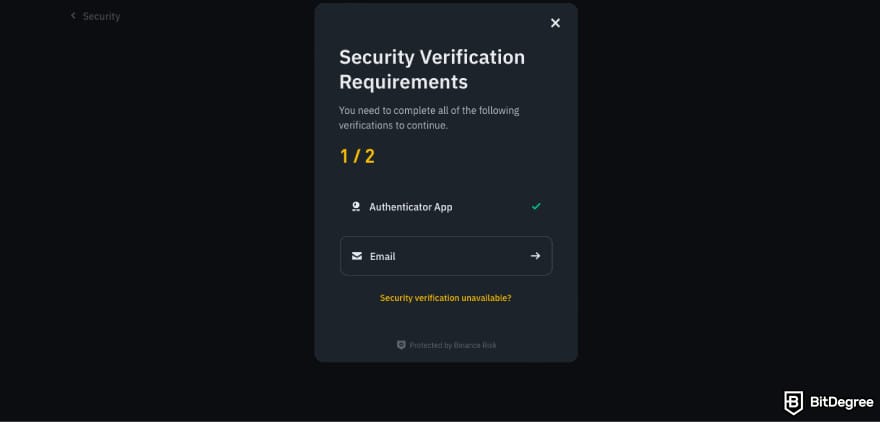Is Binance safe: click Email.