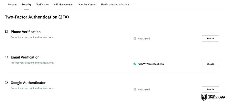 Is BitMart safe: BitMart 2FA page.