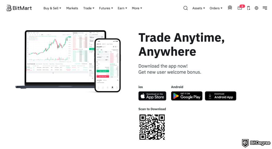 Is BitMart safe: BitMart mobile app download page.