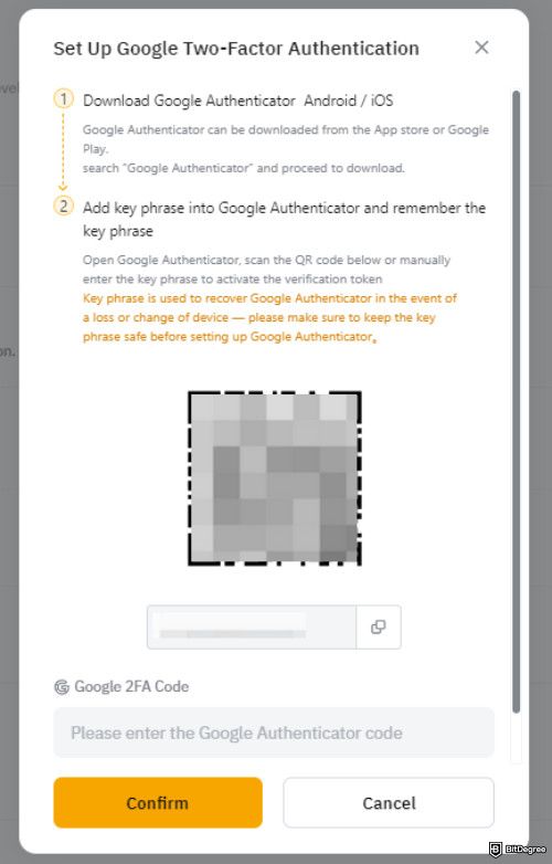 Is Bybit safe: Google authenticator code prompt on Bybit.
