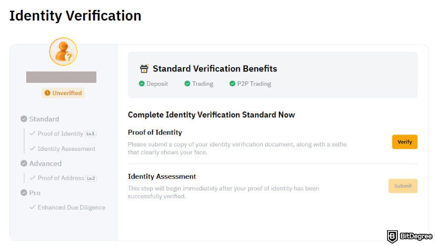 Is Bybit safe: the Identity Verification page on Bybit's website.