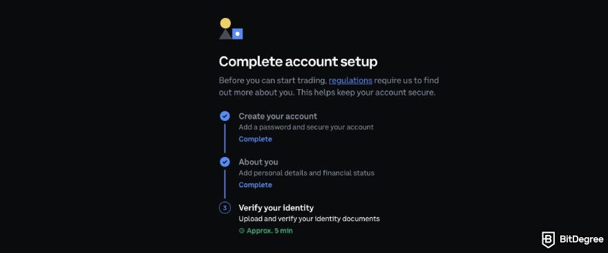 Is Coinbase safe: Coinbase account setup process.