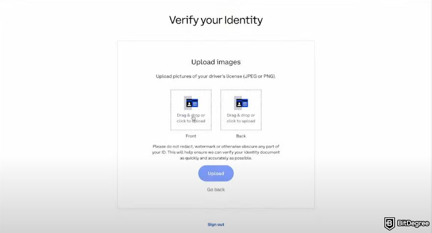 Is Coinbase safe: upload ID images.