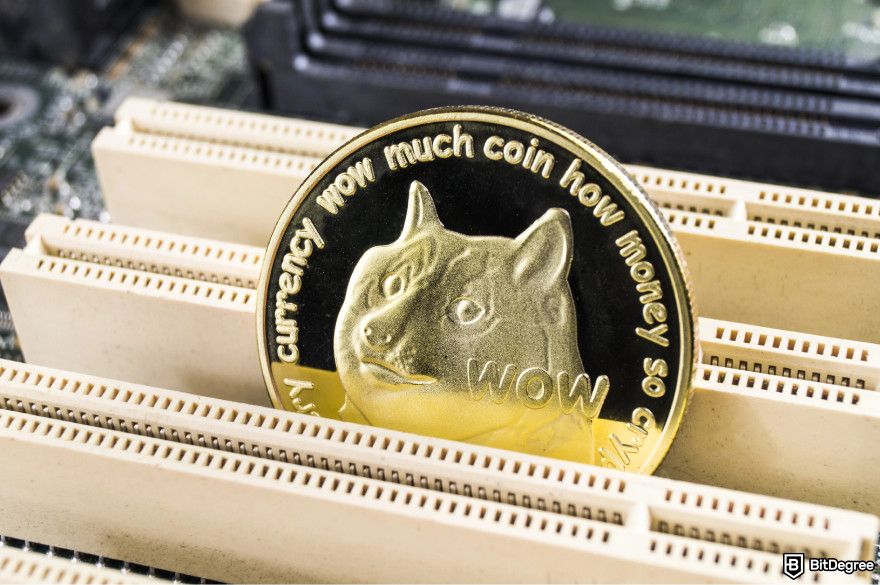 Is Dogecoin a good investment? A Dogecoin sticking out of files.