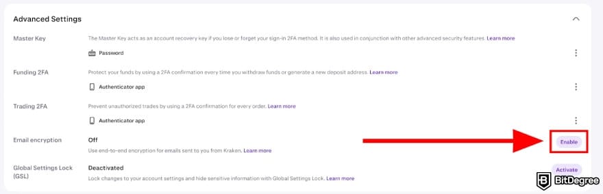 Is Kraken safe: enable email encryption.