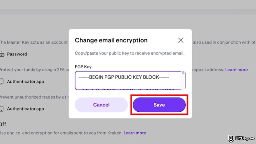 Is Kraken safe: save the public key.