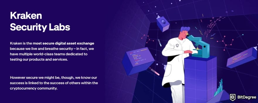 Is Kraken safe: Kraken Security Labs illustration with researcher testing digital security systems.